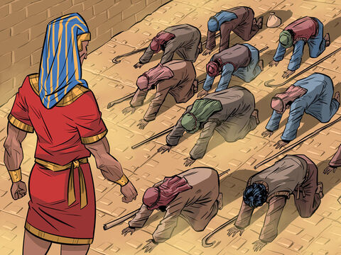 The brothers return for more grain and take Benjamin with them. They bow before him before Joseph reveals his identity. Isaac is taken down to Egypt for a reunion with Joseph. <br/>Genesis 43-50 – Slide 5