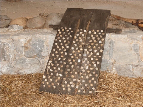 Another method was to use a threshing board made from planks joined together. – Slide 19