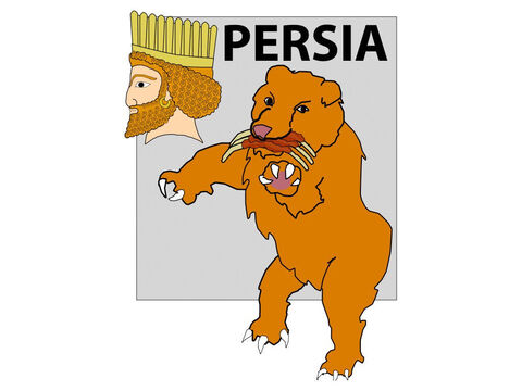 (Most believe this bear represented the empire of the Medes and Persians that later overcame the Babylonian empire). – Slide 12
