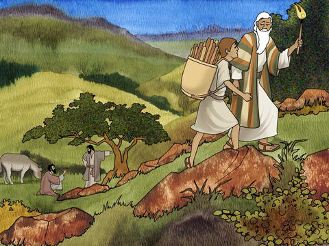 As they approached the mountain the two servants and donkey were left behind. Isaac asked; ‘Behold, the fire and the wood, but where is the lamb for the burnt offering?’ Abraham said, ‘God will provide for Himself the lamb for the burnt offering, my son.’ So the two of them walked on together.” Genesis 22:7b-8 (NASB) – Slide 10