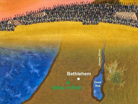 Saul led the soldiers of Israel against their strongest enemy the Philistines. ‘Saul and the men of Israel were gathered and camped in the valley of Elah, and drew up in battle array to encounter the Philistines.' 1 Samuel 17:2 (NASB) – Slide 7