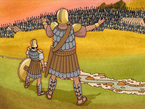 Goliath shouted; ‘Why do you come out to draw up in battle array?... Choose a man for yourselves and let him come down to me. If he is able to fight with me and kill me, then we will become your servants; but if I prevail against him and kill him, then you shall become our servants and serve us.’ 1 Samuel 17:8b-9 (NASB) – Slide 9