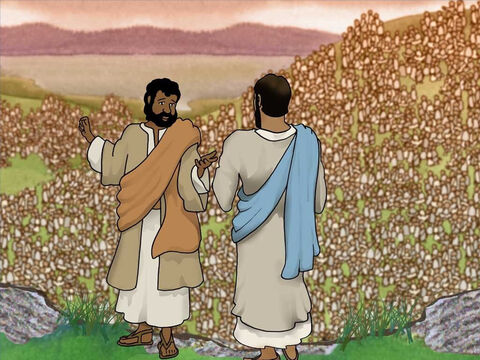 Jesus asked one of His disciples, Philip, where they could buy bread for all these hungry people. Bewildered with the question Philip answered that it was impossible to get food anywhere to feed so many people. – Slide 6