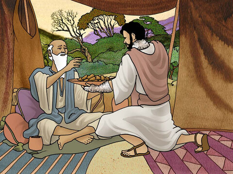 Although Isaac could not see, he was not sure that it was really Esau who brought him the meal. Issac asked Jacob directly, 'Is it really you Esau?' and again Jacob lied and said that he was Esau. Isaac finally agreed to give the cherished blessing to Jacob. (Genesis 27:20-29) – Slide 8