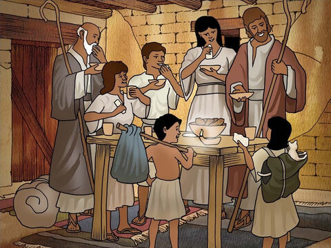 As the death angel passed over they were to have a quick meal and be prepared to leave Egypt. The meal was called the Passover. God asked them to annually celebrate this meal to remember how God saved them. Exodus 12. – Slide 5