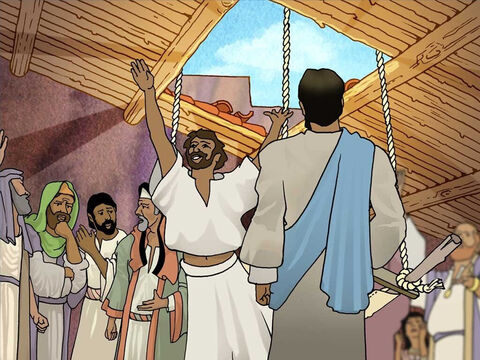 Then Jesus said; ‘So that you may know that the Son of Man has authority on earth to forgive sins …’ Then He said to the paralysed man- ‘I say to you, get up, and pick up your stretcher and go home.’ And he got up! – Slide 8