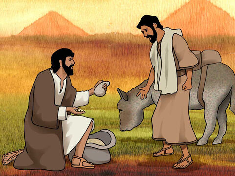 As one of them opened his sack to give his donkey fodder at the lodging place, he saw his money; and behold, it was in the mouth of his sack. Then he said to his brothers, ‘My money has been returned, and behold, it is even in my sack.’ They all trembled in fear. Genesis 42:27-28a (NASB) – Slide 8