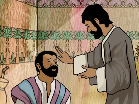 ‘So Ananias departed and entered the house, and after laying his hands on him said, “Brother Saul, the Lord Jesus, who appeared to you on the road by which you were coming, has sent me so that you may regain your sight and be filled with the Holy Spirit.”’  Acts 9:17 (NASB) – Slide 16