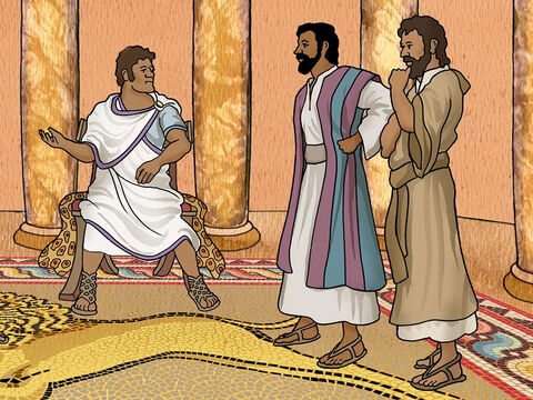 When they arrived at Paphos, they were welcomed by the Roman ruler. He was an intelligent man called Sergius Paulus. Sergius Paulus wanted to hear the good news that Paul and Barnabas were sharing. – Slide 13