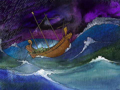 During the storm Paul encouraged the men on the ship by telling them of his visit by an angel. He encouraged them to eat and not give up. Paul also encouraged them by telling them about the Lord Jesus Christ. – Slide 6