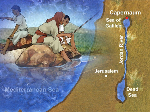 Capernaum was by the Sea Of Galilee. This is where Jesus lived and it became the central place of His ministry. – Slide 1