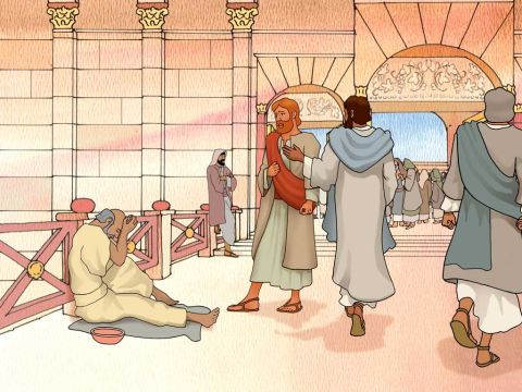 ‘When he saw Peter and John about to go into the temple grounds, he began asking to receive a charitable gift. But Peter, along with John, looked at him intently and said, “Look at us!”’ Acts 3:3-4 (NASB) – Slide 2