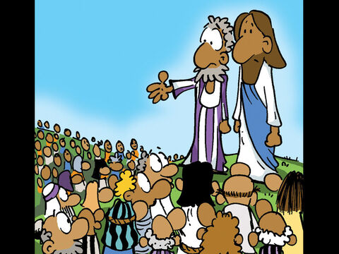 Jesus' disciples said to Him, ‘Send the crowds away so they can buy food.’ – Slide 1