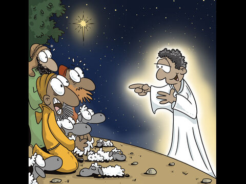 He said, ‘Don’t be afraid, I bring you great news. A Saviour is born! There’s no time to lose!’ – Slide 5