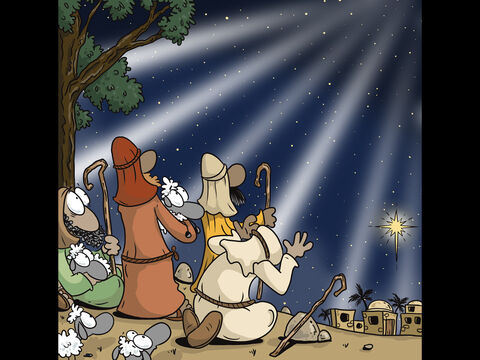 Then so many angels filled the night sky, saying, ‘Peace on Earth! Glory to God on high!’ – Slide 6