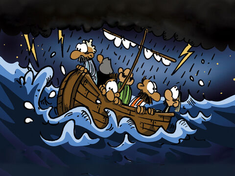 The disciples were sailing in a boat at night. – Slide 1